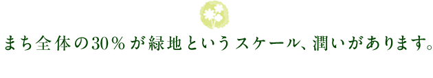 まち全体の30％が緑地というスケール、潤いがあります。